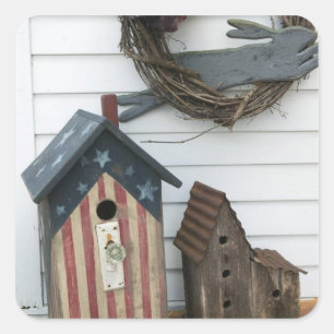 USA, Missouri, Herman: Patriotic Birdhouses, Square Sticker