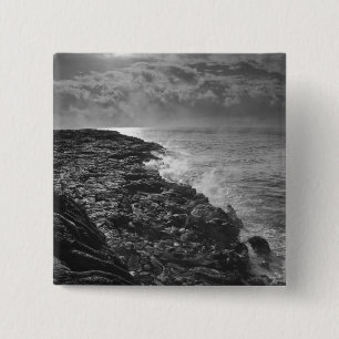USA. Molten lava flows into the ocean at sunrise 15 Cm Square Badge