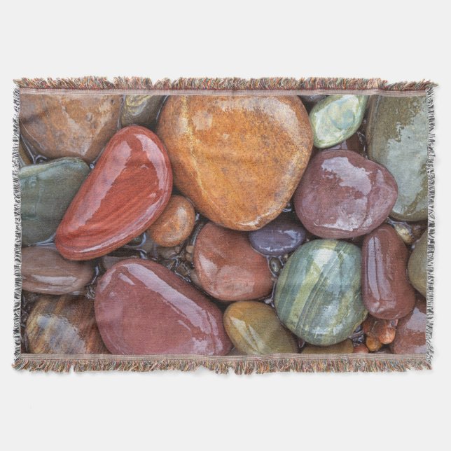 USA, Montana, Clark Fork River, Stones 2 Throw Blanket (Front)