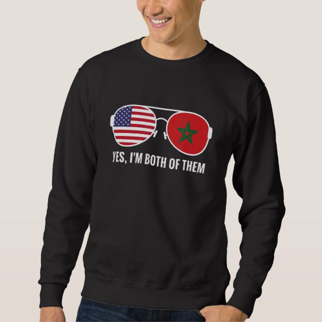 Usa Morocco Flag Sunglasses Moroccan Americans Sweatshirt (Front)