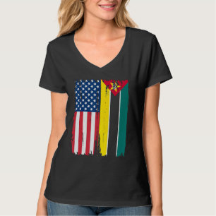 USA Mozambique Half american Flag Roots T-Shirt