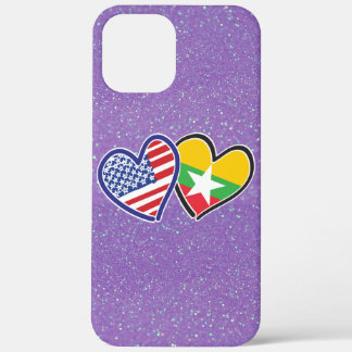 USA Myanmar Love Hearts iPhone 12 Pro Max Case