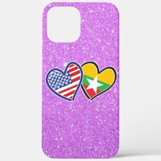 USA Myanmar Love Hearts iPhone 12 Pro Max Case