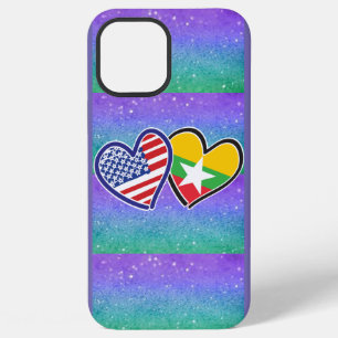 USA Myanmar Love Hearts iPhone 12 Pro Max Case