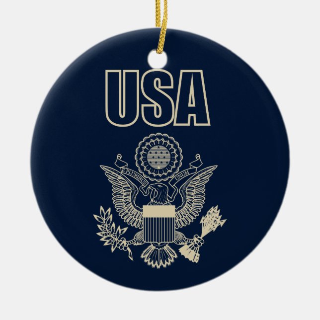 USA national emblem Ceramic Tree Decoration (Front)