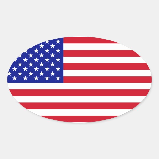 USA National Flag Oval Sticker (Front)