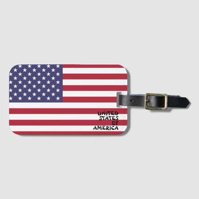 USA National Flag Patriotic Luggage Tag (Front Horizontal)