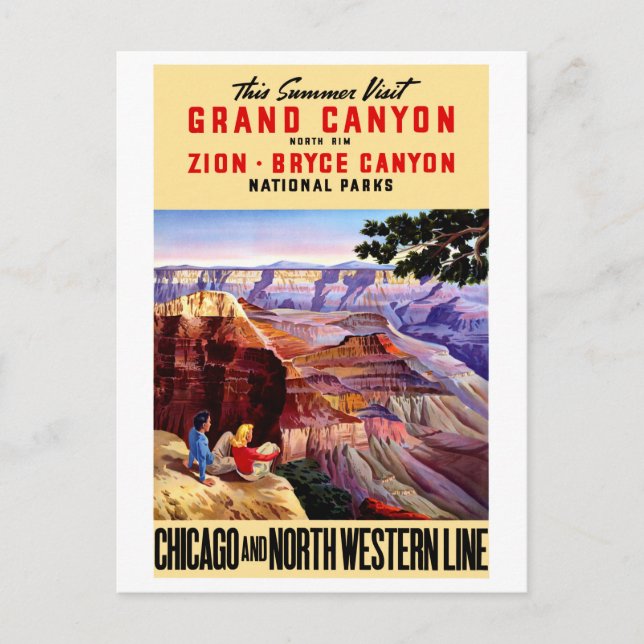 USA National Parks Vintage Poster Restored Postcard (Front)