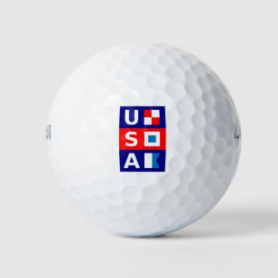 USA Nautical Red White Blue Maritime Sailing Flags Golf Balls