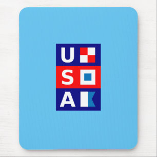 USA Nautical Red White Blue Maritime Sailing Flags Mouse Pad