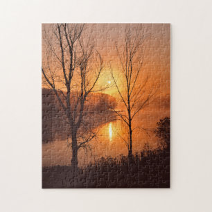 USA, New England, Maine. Autumn Sunrise Jigsaw Puzzle