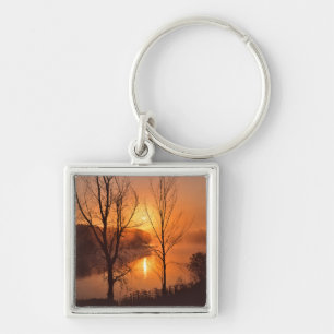 USA, New England, Maine. Autumn Sunrise Key Ring