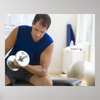 USA, New Jersey, Jersey City, Mature man lifting