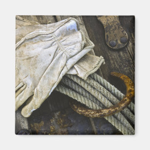 USA, New Mexico, Santa Fe. Close-up of cowboy Magnet