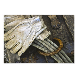 USA, New Mexico, Santa Fe. Close-up of cowboy Photo Print