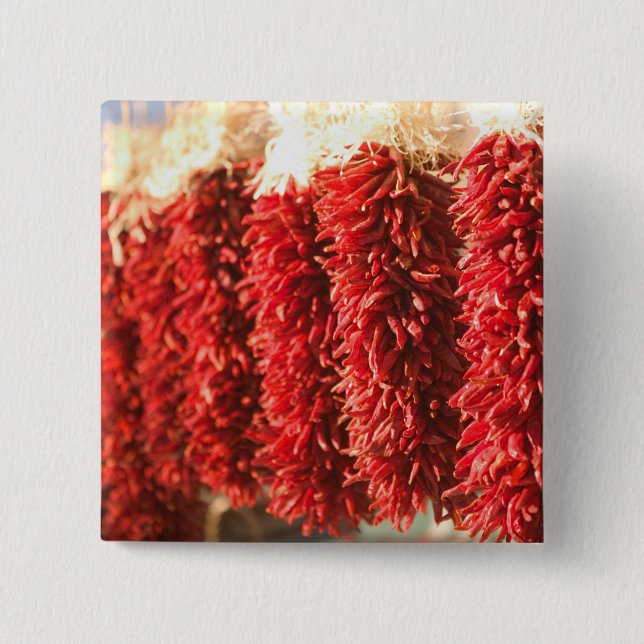 USA, New Mexico, Santa Fe: Downtown Santa Fe, 3 15 Cm Square Badge (Front)