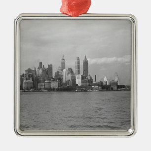 USA New York City Manhattan skyline B&W Metal Tree Decoration