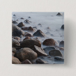 USA, New York, East Hampton. Ocean surf at 15 Cm Square Badge