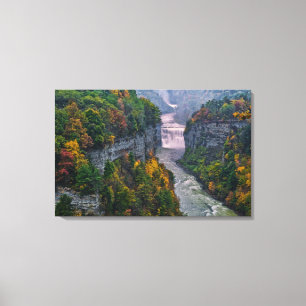 USA, New York, Letchworth State Park. River and Canvas Print