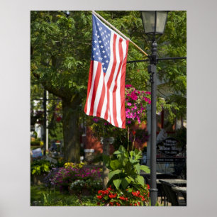 USA, New York, Lewiston. American flag attached Poster