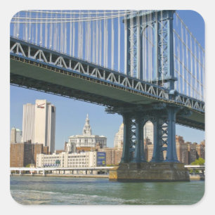 USA, New York, New York City. Manhattan Bridge Square Sticker