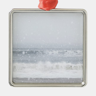 USA, New York State, Rockaway Beach, snow storm Metal Tree Decoration