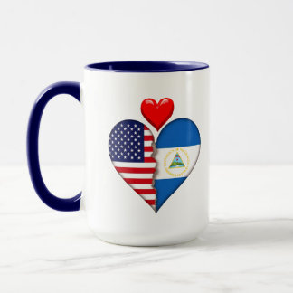 USA Nicaragua Heart flags Hispanic Heritage Mug