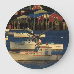 USA, North America, Maine, Bernard, Fishing Large Clock