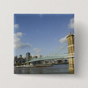USA, Ohio, Cincinnati: Roebling Suspension 2 15 Cm Square Badge
