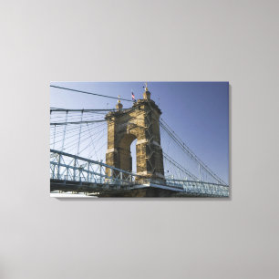 USA, Ohio, Cincinnati: Roebling Suspension 2 Canvas Print