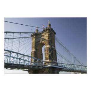 USA, Ohio, Cincinnati: Roebling Suspension 2 Photo Print