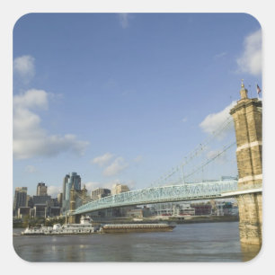 USA, Ohio, Cincinnati: Roebling Suspension 2 Square Sticker