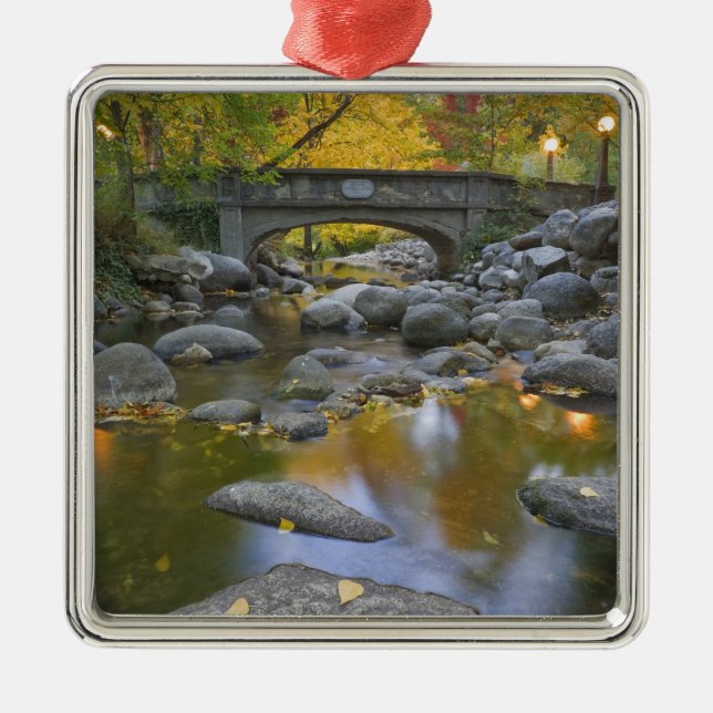 USA, Oregon, Ashland, Lithia Park. Autumn Metal Tree Decoration (Front)