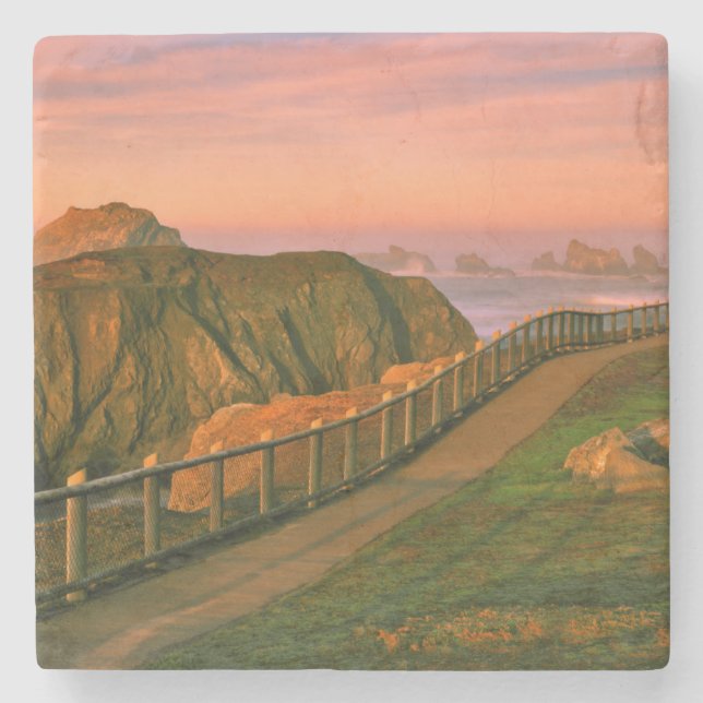 USA, Oregon, Bandon. Rocks Viewed From Trail Stone Coaster (Front)