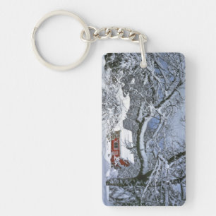 USA, Oregon, Clackamas County. Fresh snow Key Ring
