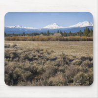 USA, Oregon, Field with snow covered Cascade