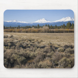 USA, Oregon, Field with snow covered Cascade Mouse Pad