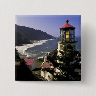 USA, Oregon, Florence. Heceta Head Lighthouse 15 Cm Square Badge
