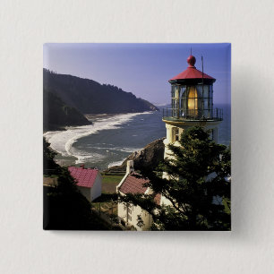 USA, Oregon, Florence. Heceta Head Lighthouse 15 Cm Square Badge