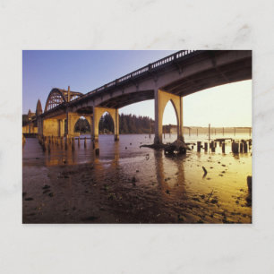 USA, Oregon, Florence. Siuslaw Bridge and Postcard