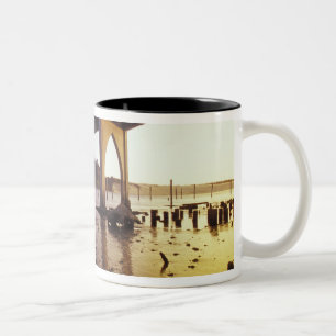 USA, Oregon, Florence. Siuslaw Bridge and Two-Tone Coffee Mug