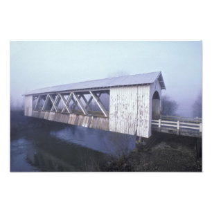 USA, Oregon. Gilkey covered bridge spans Photo Print