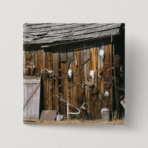 USA, Oregon, Harney County. Old livery stable 15 Cm Square Badge