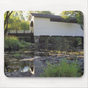 USA, Oregon. Harris covered bridge over Marys Mouse Pad