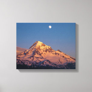 USA, Oregon, Mt Hood. Sunset creates alpenglow Canvas Print