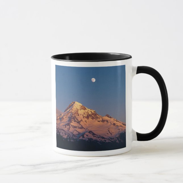 USA, Oregon, Mt Hood. Sunset creates alpenglow Mug (Right)