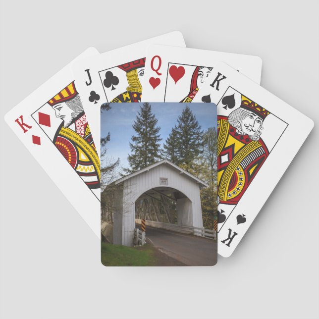 USA, Oregon, Scio, Hannah Bridge 2 Playing Cards (Back)