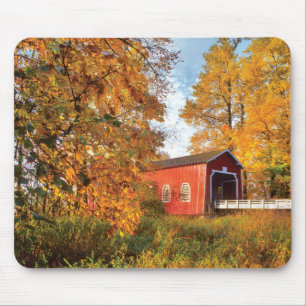 USA, Oregon. Shimanek Covered Bridge In Morning Mouse Pad