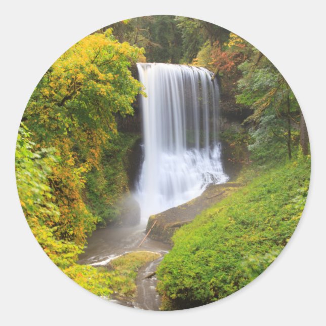 USA, Oregon, Silver Falls State Park 3 Classic Round Sticker (Front)