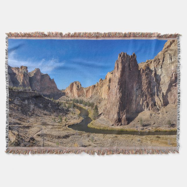 USA, Oregon, Smith Rock State Park Throw Blanket (Front)